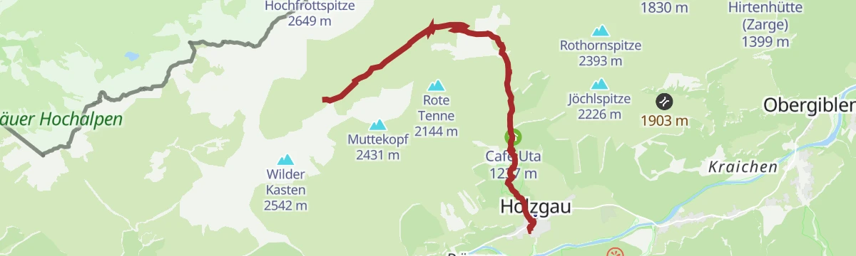 Route map: Holzgau - Roßgumpenalm - Schochenalpsee